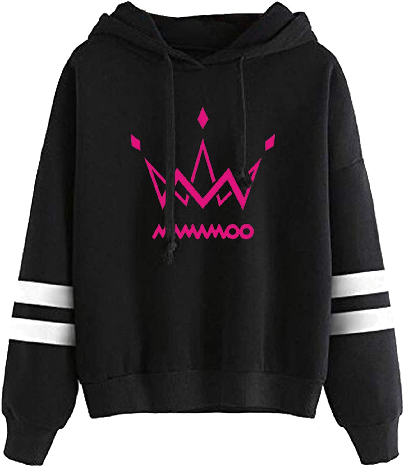 Pink Logo Striped Pullover Hoodie - Mamamoo Store