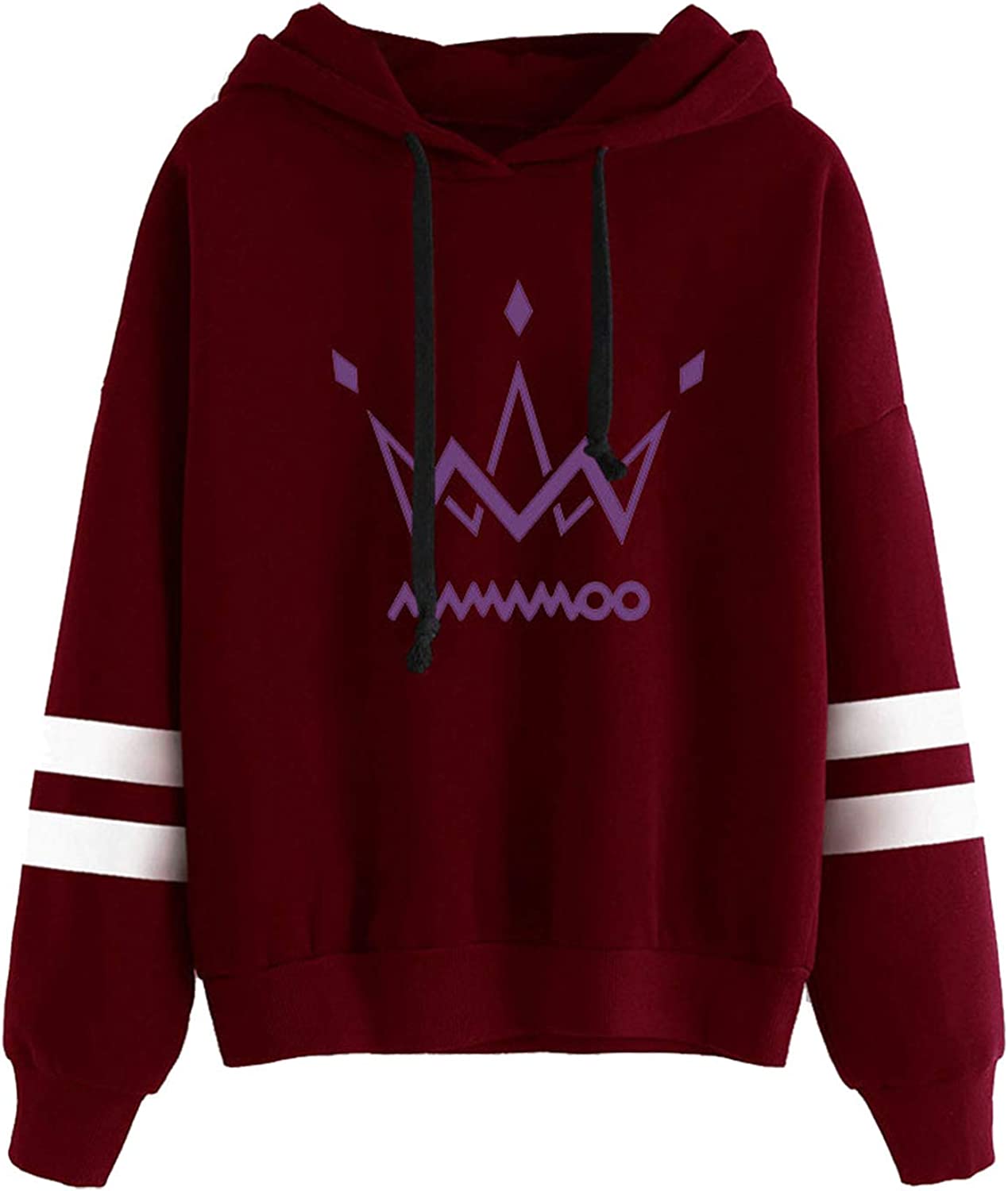 Purple Logo Striped Pullover Hoodie 1 - Mamamoo Store